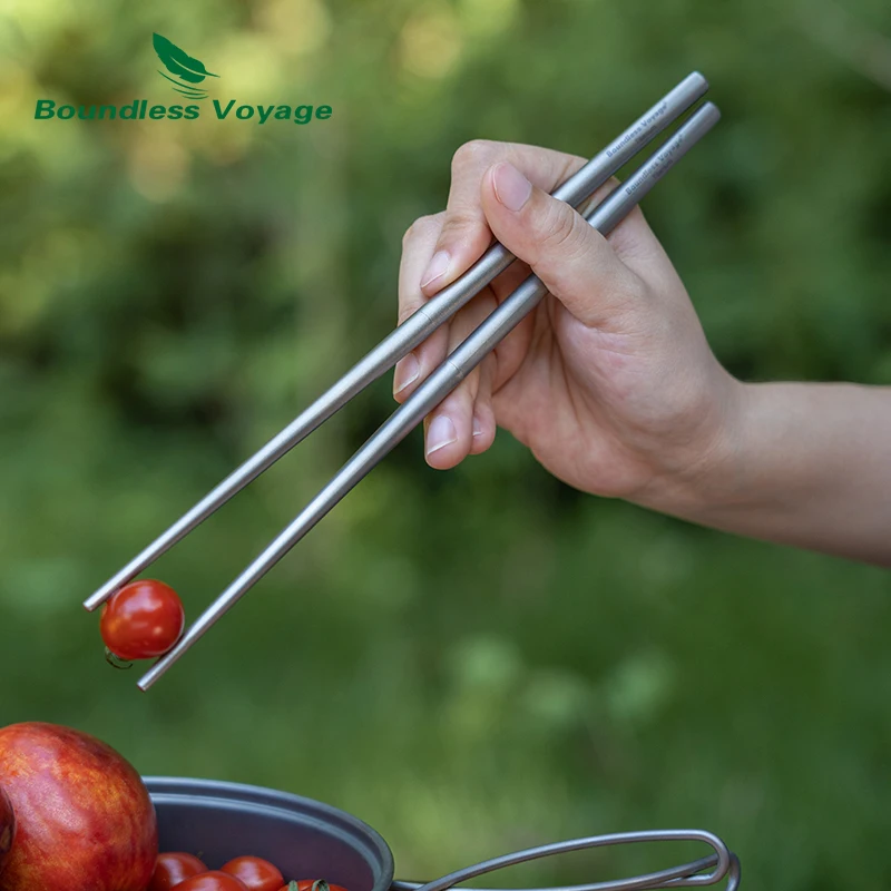 Boundless Voyage Folding Titanium Chopsticks Outdoor Camping Portable Tableware