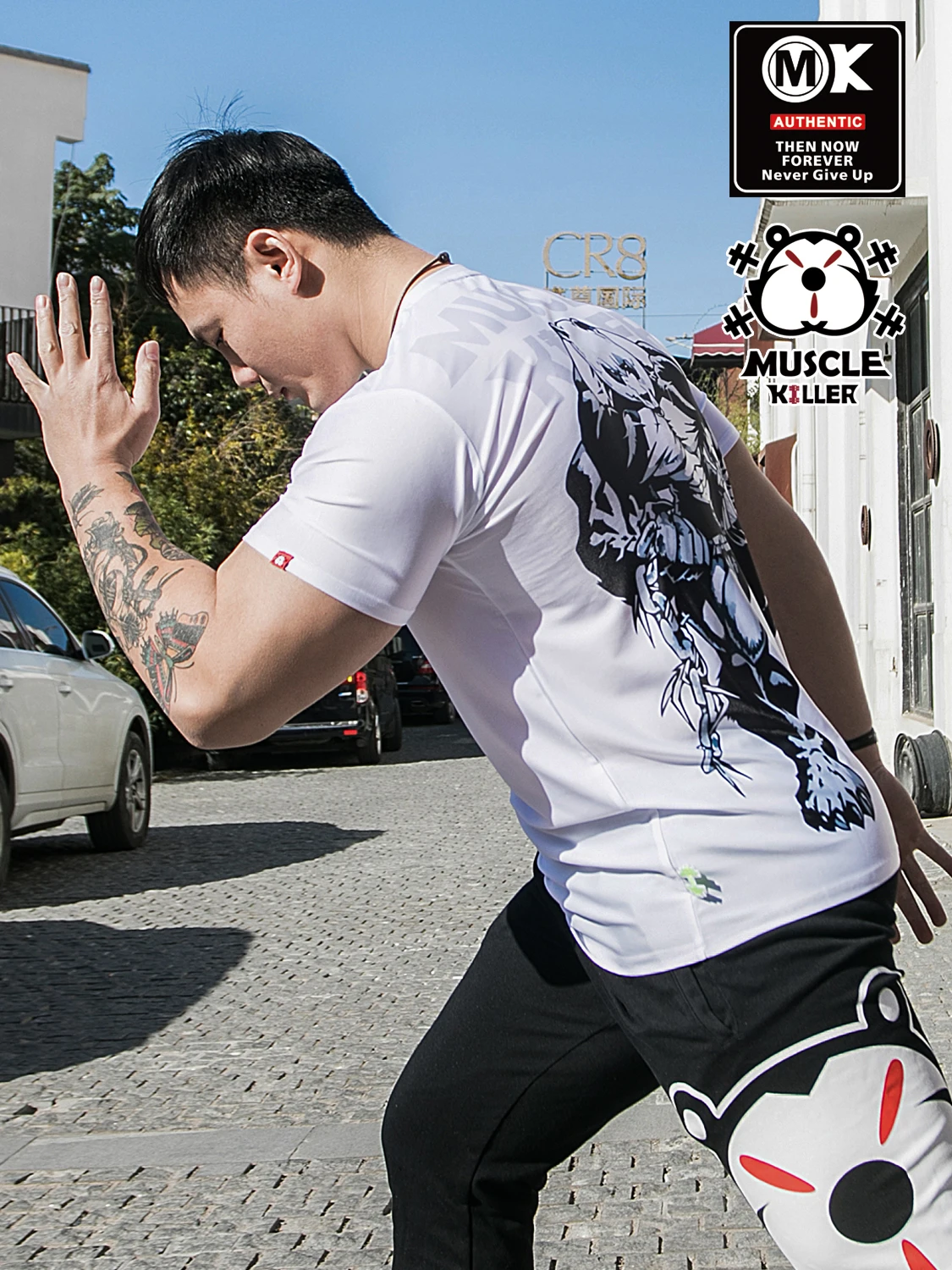 

Устранитель мышц Быстросохнущий с коротким рукавом для бега фитнеса с коротким рукавом мужская обрезанная бедрами летняя тренировочная одежда