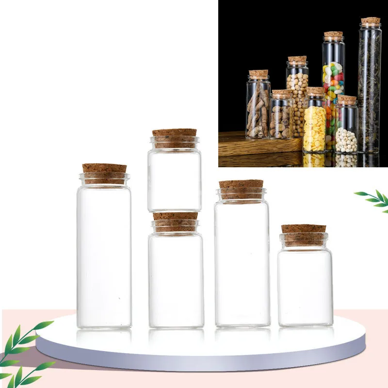 1X 25/30/35/50/55/70/80/90/125/150/180ml Glass Bottle With Cork Candy Spice Glass Jars Art Craft Wedding Favors 11 Sizes U-pick 3