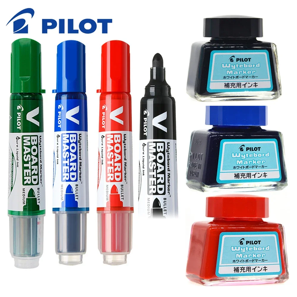 일본 PILOT 화이트보드 마커, 대용량 잉크, 지우기 가능 WBMAVBM 회의 훈련 교사 사무용품, 30ml