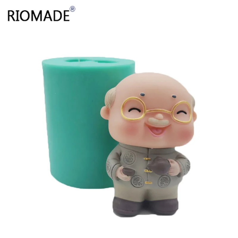 3D Opa Oma Langlebigkeit Ältere Silikon Kerze Formen Harz Kuchen Dekorieren Werkzeuge Gips Epoxy Modell Geburtstag Form – Detail 3