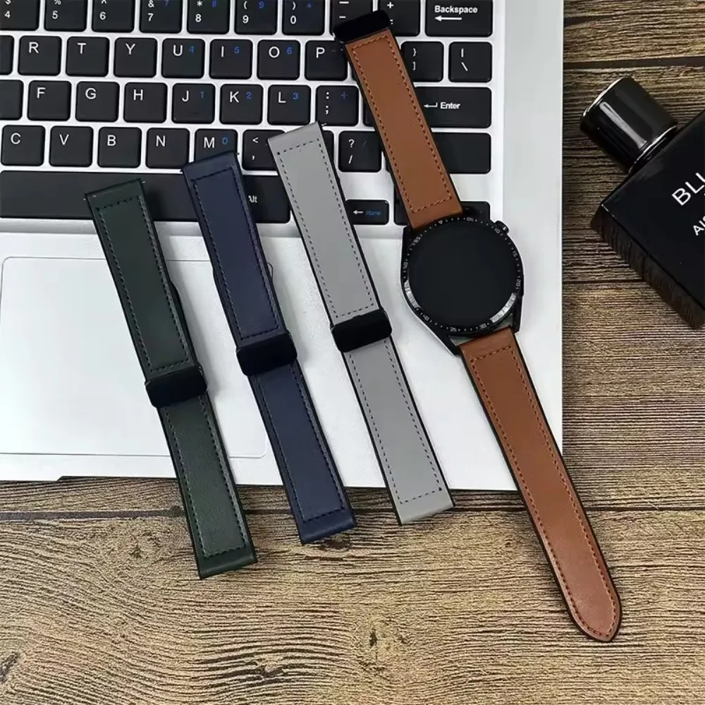 Dual-Material Magnetic Buckle Strap - Silicone & Leather Combination, Replaceable Wristband