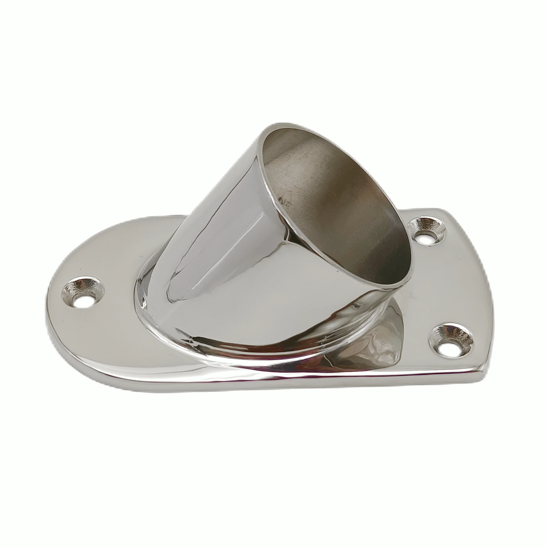 Stainless Steel 316 Wall Stop Handrail Base Flange 45 degree Flange Mirror Polished