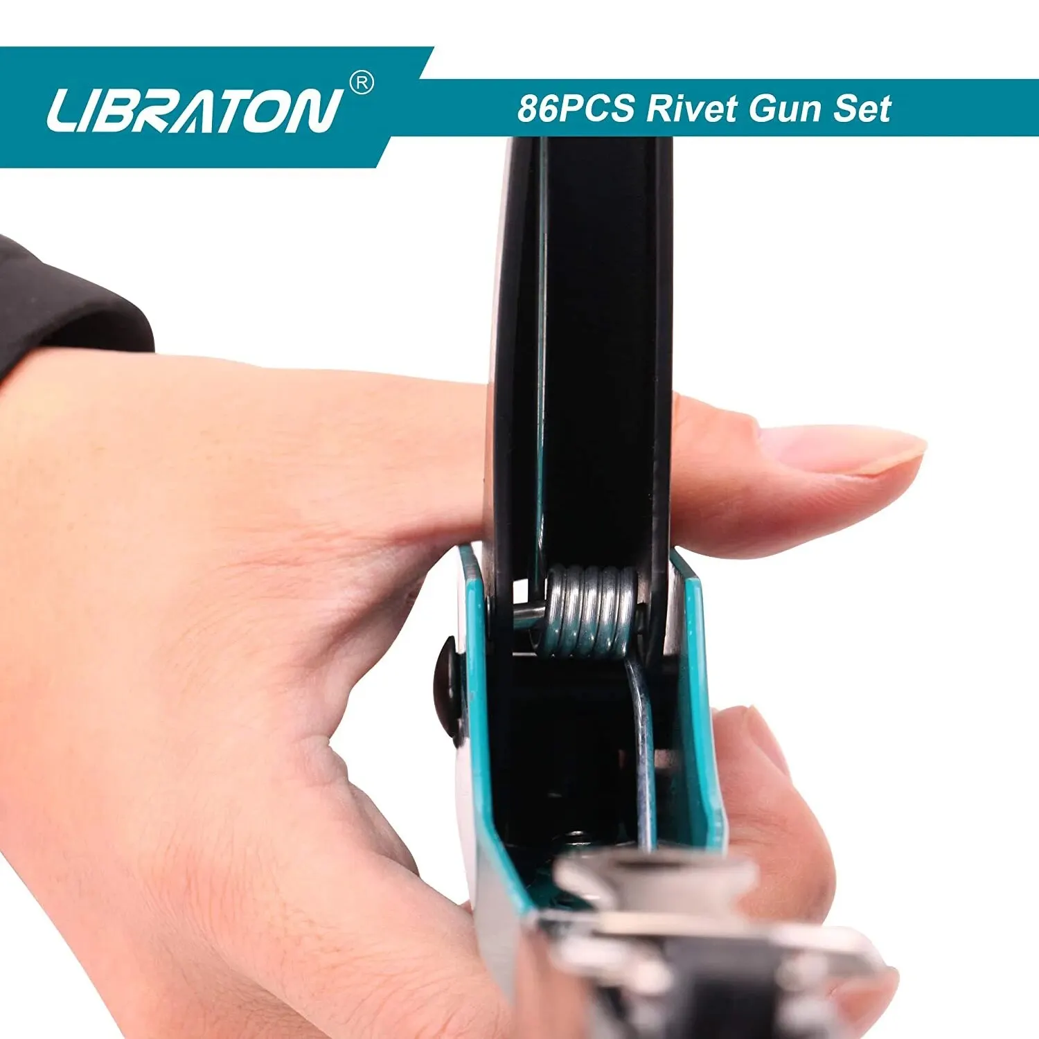 LIBRATON Rivet Gun Rivet Gun Kit Pop 80PCS Metal Rivets 4 Drill Bits Heavy Duty Hand Riveter Tool for Metal rivet gun rivet gun set
