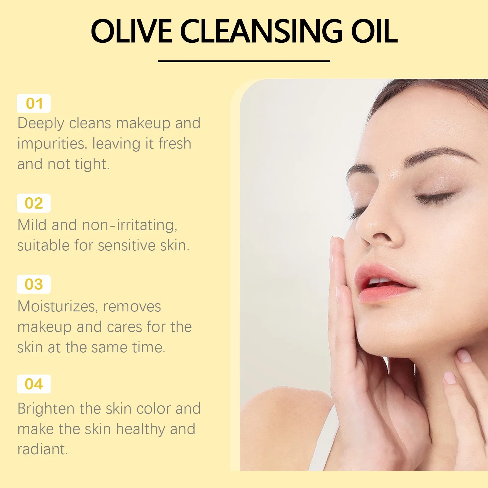 OUHOE Olive Makeup Remover Oil, Gently Moisturizing and Skin Cleansing Facial and Lip Olive Makeup Remover Oil Cleaning Tools 5