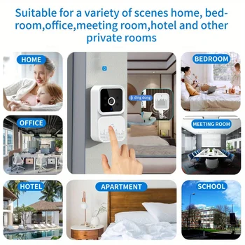 Wireless smart video doorbell 2.4GWiFi, 2-channel audio, night vision, SD card/cloud storage home security surveillance camera 2