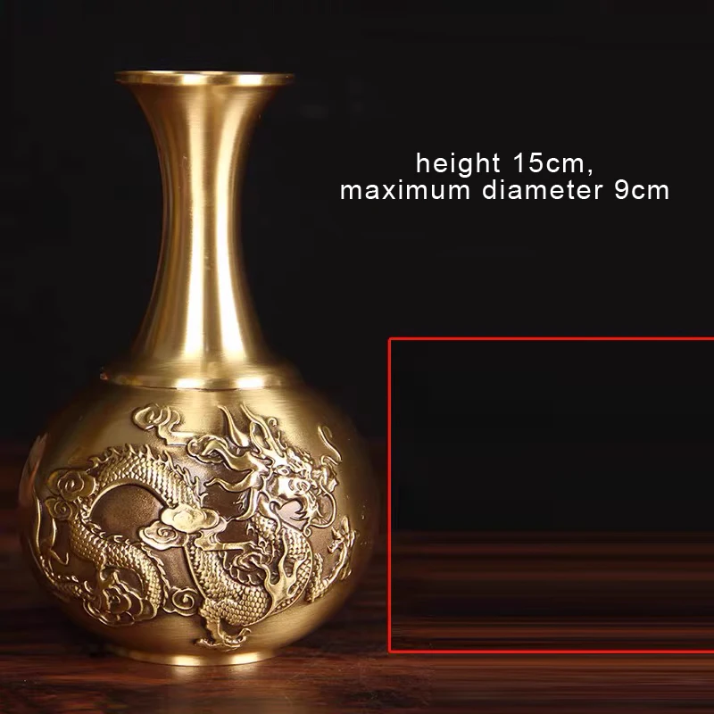 Chinese Style Creative Copper Vases Ornament, Home Living Room Desktop Decoration, Carving Bamboo Pattern, Metal Brass Vase, 1Pc