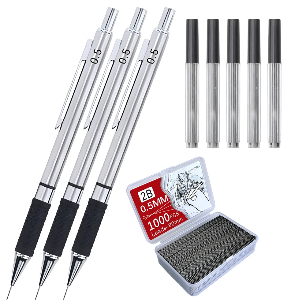 0.5 0.7 0.9 2mm Mechanical Pencils Drawing Painting Art Sketch Automatic Pens Back to School Kids Aesthetic Stationery 2B Leads 5