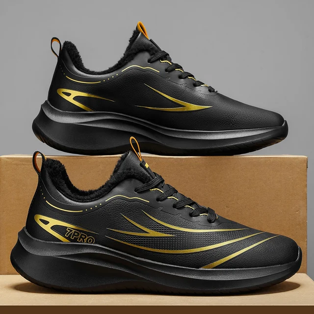 Men's Sneakers, Ultra-Warm Winter Casual Shoes - Comfortable Thick Soles, Arctic-Level Insulation Design, Low Heel Round Toe, Solid Color Simple Style Outdoor Hiking Shoes, Synthetic Leather Fabric, Wear-Resistant Outsole, Fabric Lining