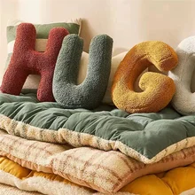 Ins letras inglês nórdico travesseiro almofada do sofá lance adereços crianças brinquedo ensino palavras jogo sala de estar decoração