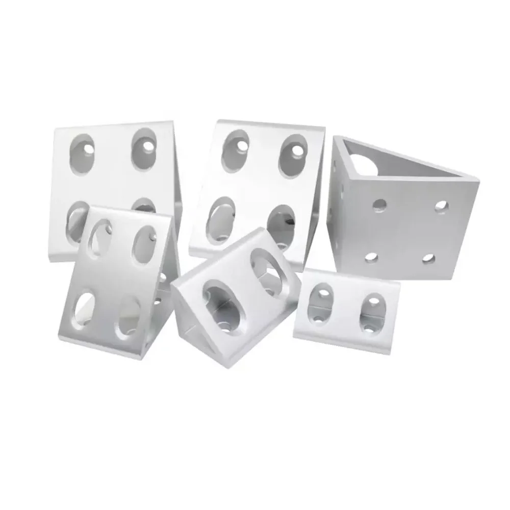 4Pcs Aluminum Profile Right Angle Triangle Block Triangle Connector Bracket 3030 4040 4545 2040 3060 4080 4590 Silver Black