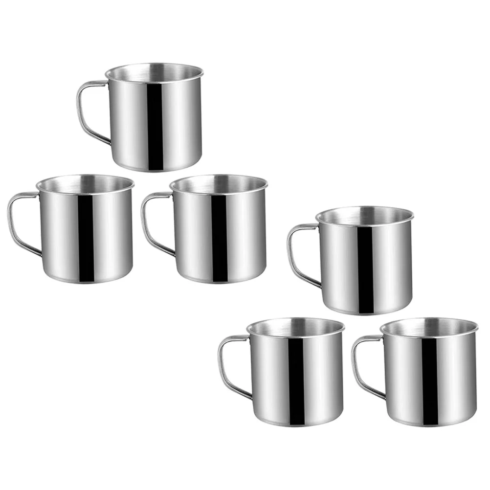 

6Pcs Student Water Mugs Handheld Water Cups Stainless Steel Water Mugs Retro Water Mugs