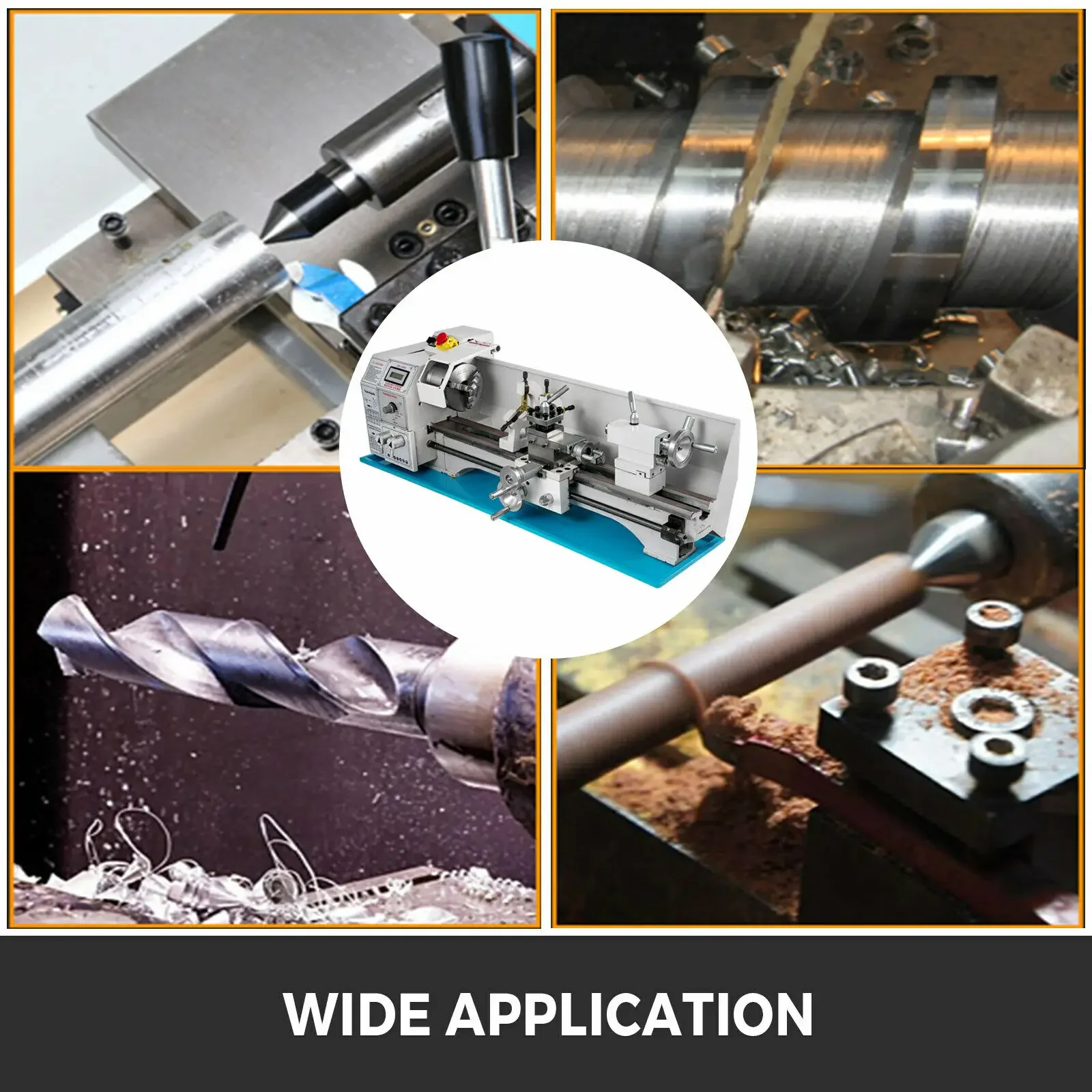 VEVOR Mini Metal Lathe 1100W Variable Speed Mini Lathe Machine Spindle 38mm Chuck Size 125mm Brushless Motor Drilling Threading