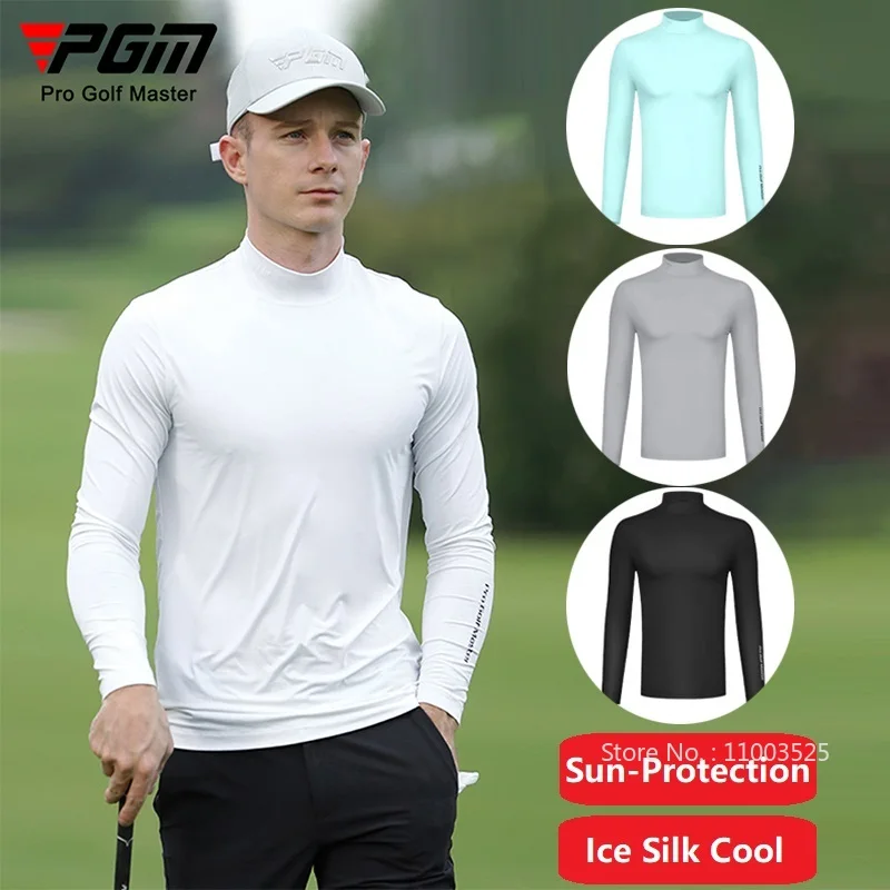 PGM Golf Men Sunscreen Shirts Ice Silk Long Sleeve UV Protection Tops ...