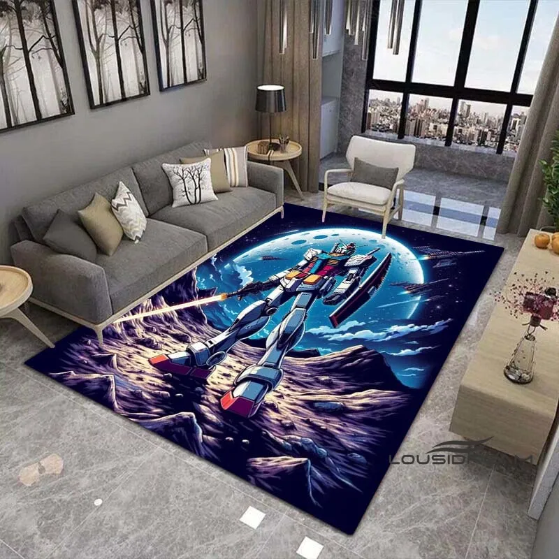 2025 New Gundam Bedroom Gaming Room Oversized Carpet Anime Bedside Floor Mat Mobile Warrior Cartoon Anti-slip Mat Gift 3