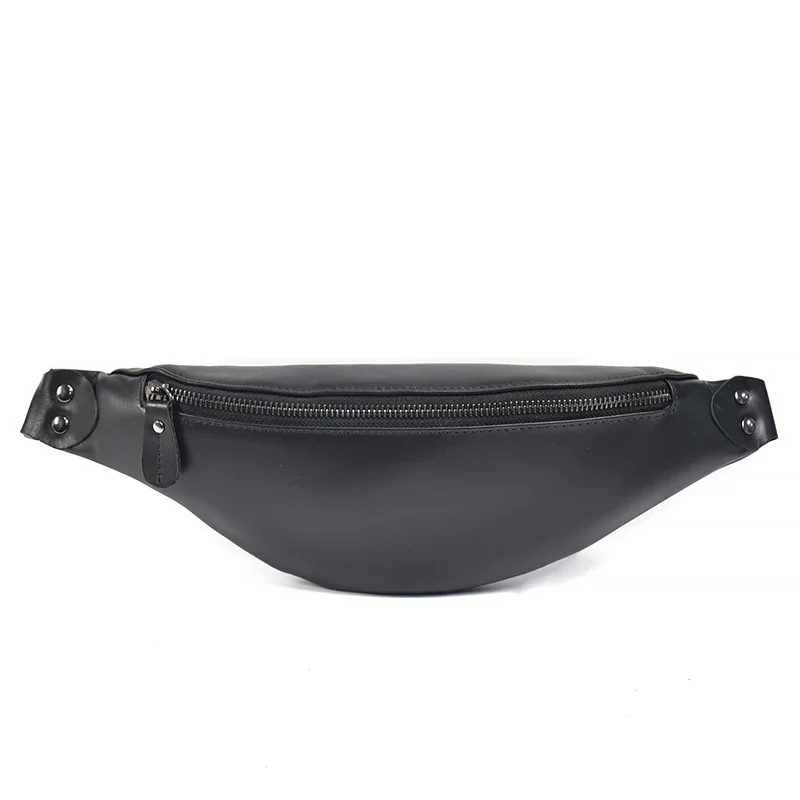 Genuine leather waist bag for men with sleek premium design and adjustable strap