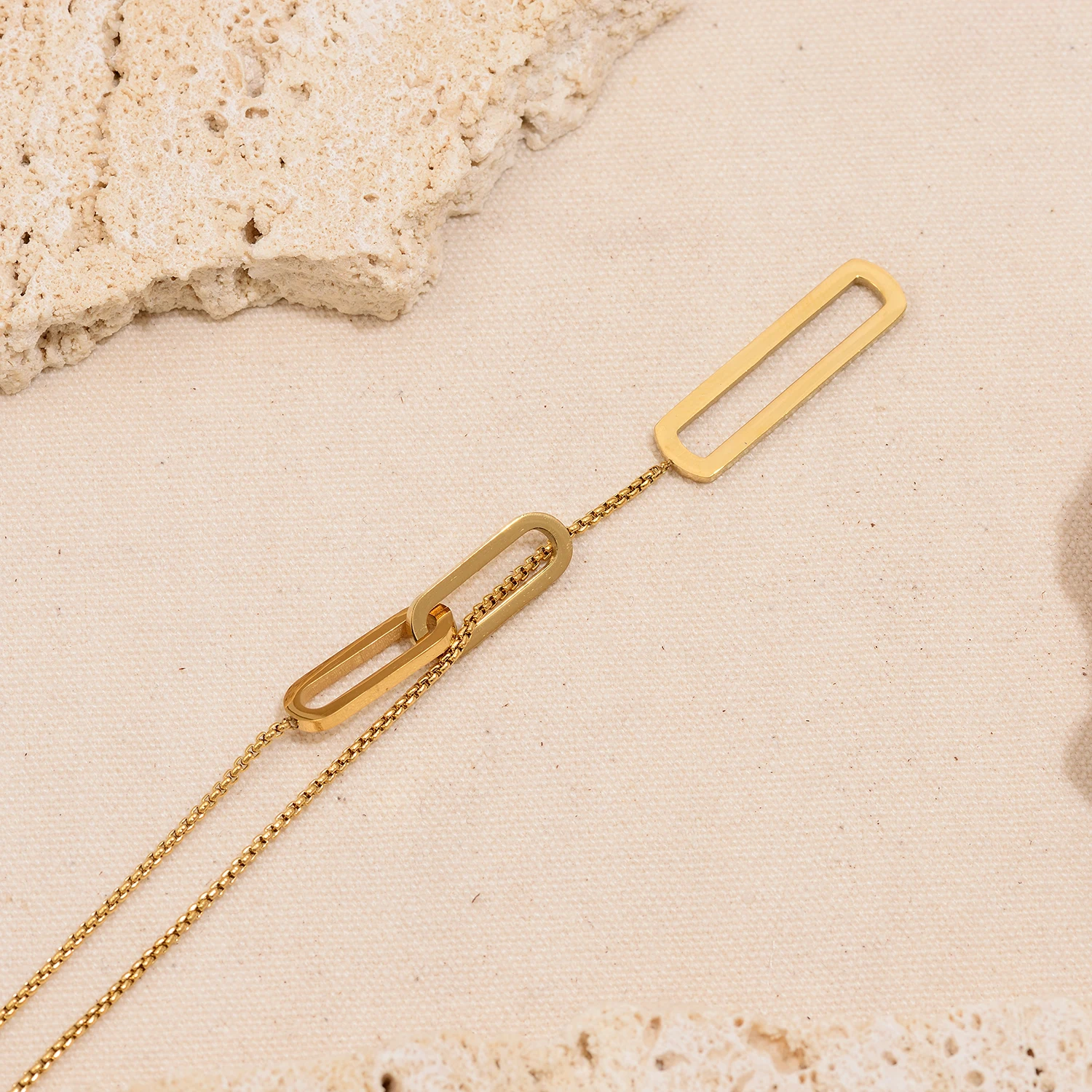 Elegant 18K Gold Plated Long Necklace with Delicate Pendant - Hypoallergenic Stainless Steel Chain