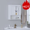 Bathroom Cabinet Wall Mounted with Doors, Wood Hanging Cabinet with Doors & Shelves Over The Toilet,Bathroom Wall Cabinet White 1