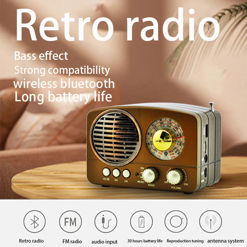 etik Økologi hældning M-161bt Classical Retro Fm Am Sw Radio Mini Wood Bluetooth Wireless Stereo  Speaker Support Usb Aux Tf Card Rechargeable Radio - Radio - AliExpress