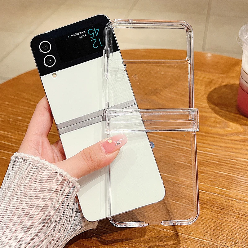 מקרה טלפון ברור עבור גלקסיה samsung z מסונג 6 5 4 3 5 גרם שוגר קיפול שקוף קשה שקוף עבור samsung z הסליפ 5