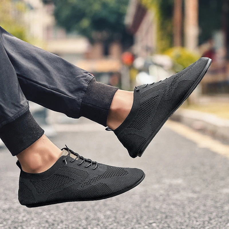 

Мужские сетчатые туфли на низком каблуке, Повседневные Удобные дышащие туфли без застежки, лето 2024