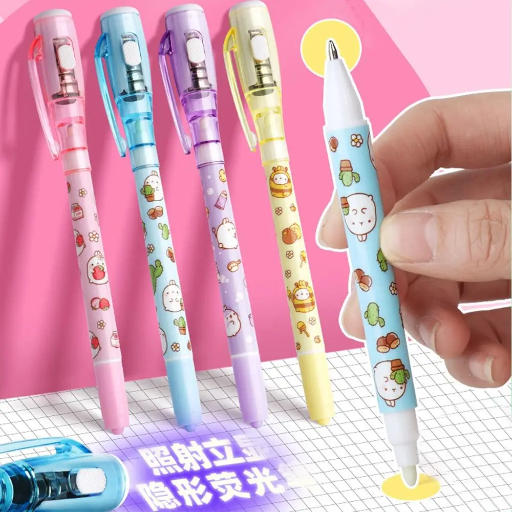 스럽게 사라지는 리필이있는 보이지 않는 펜 Led UV 램프 젤 펜 귀여운 보이지 않는 마커 작은 빛이있는 더블 헤드