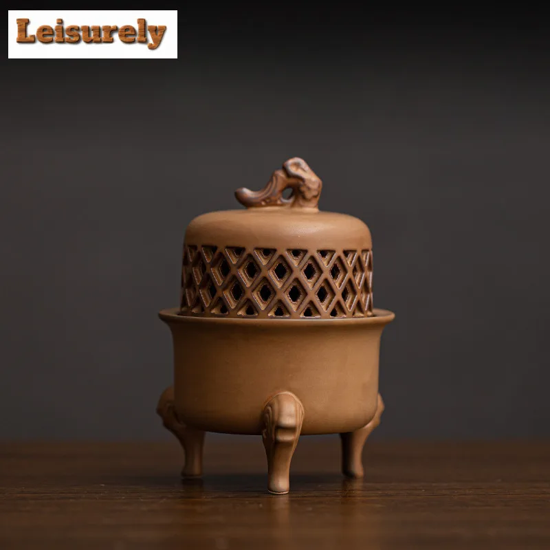 Hollow Antique Zen Three Legged Incense Holder Zen Garden Incense Burners Consecrate Smell Distributor Censer Home Decoration