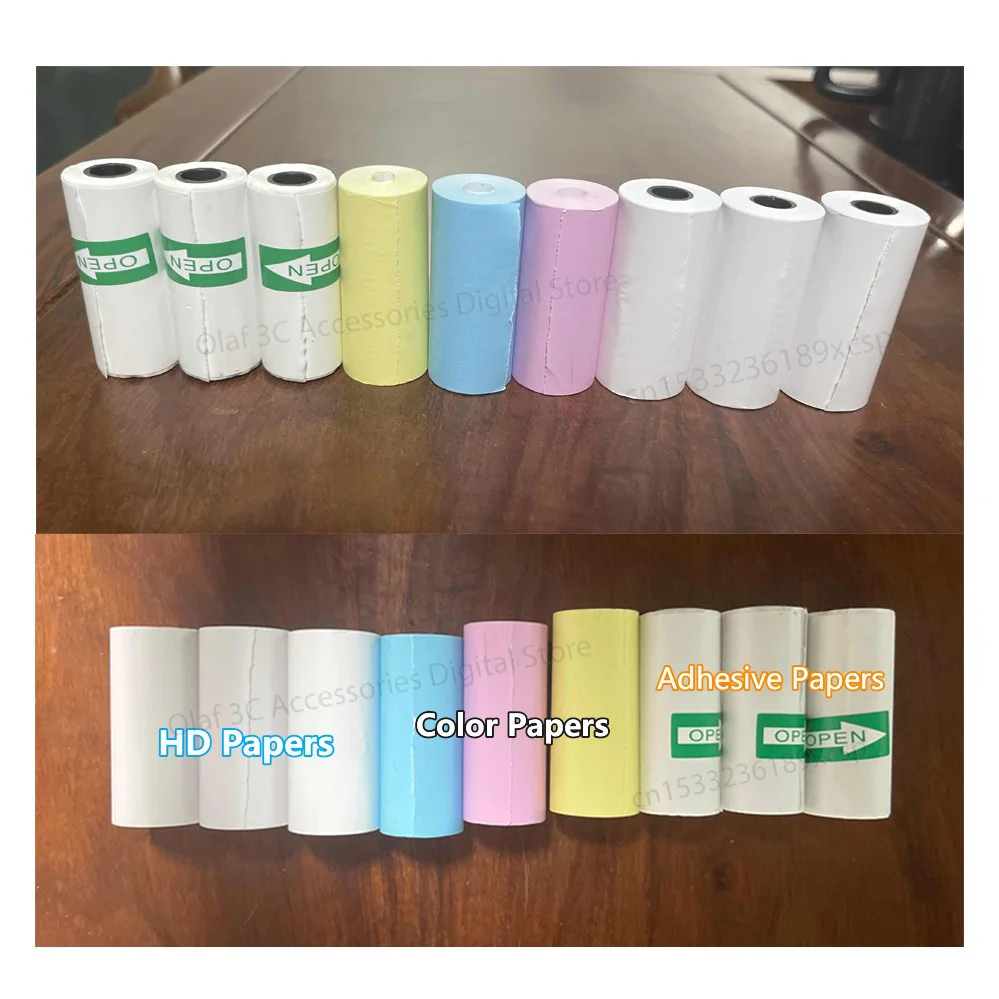 Thermal Printing Paper Adhesive Label HD White Colorful Print Papers Self-adhesive Labels Sticker 57mm For Portable Mini Printer