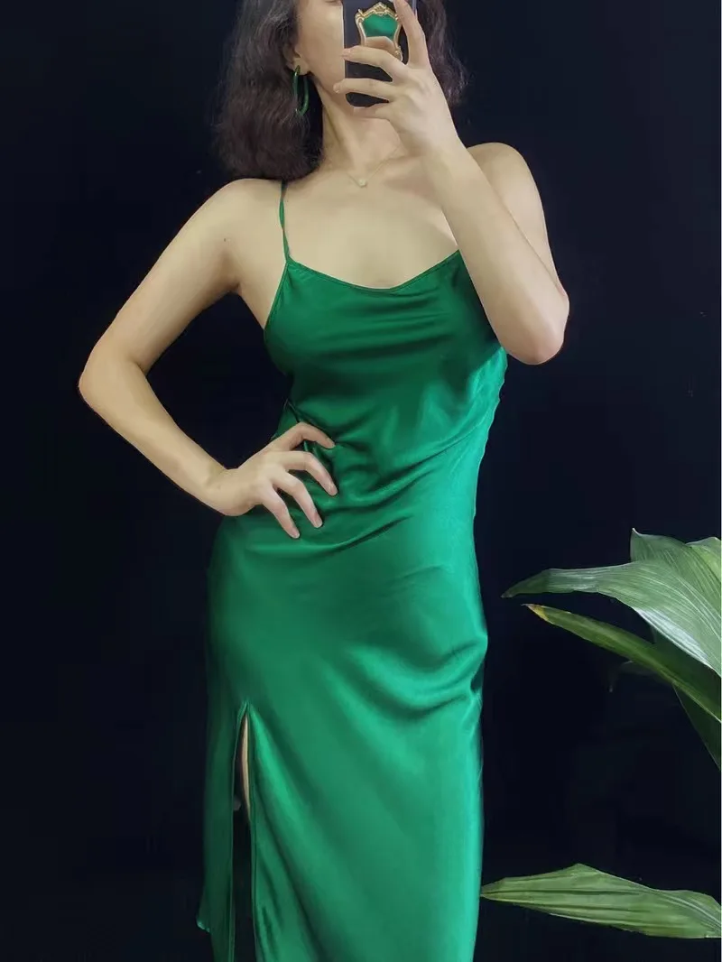 

New Fashion Spring Summer Women Low Cut Sleeveless Backless Slip High Slit Long Dress Lady Casual Skirt Sexy Girl Party Gift