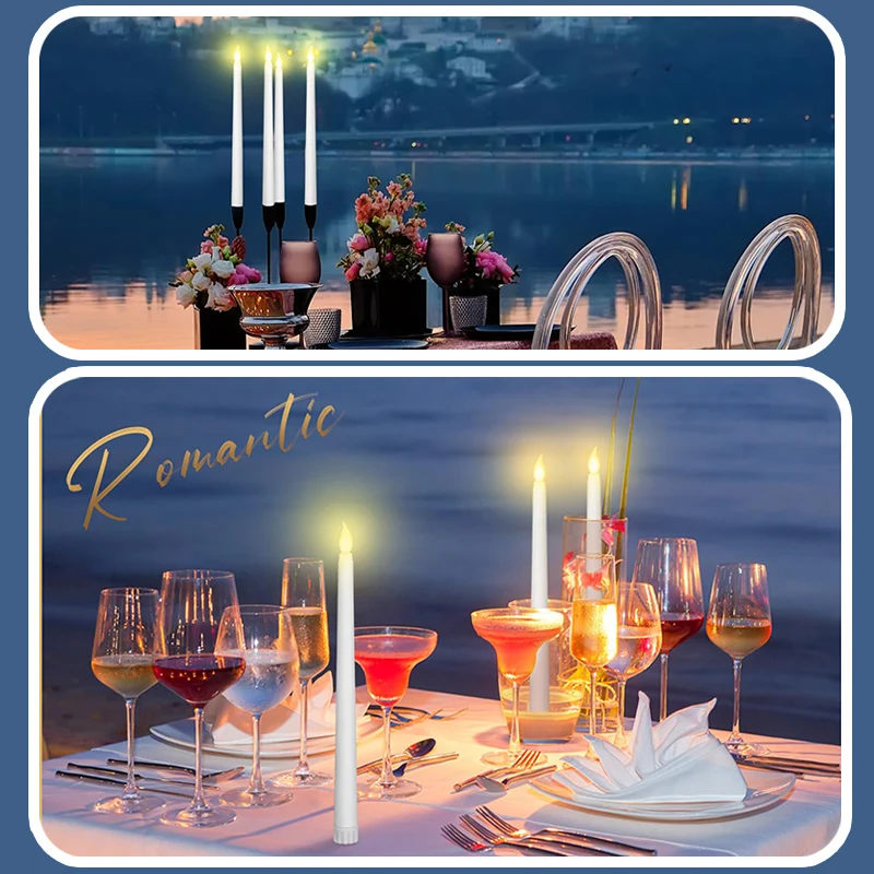 160-12Pcs LED Taper Candle with Flickering Flame Flameless Battery Operated Candles for Wedding Valentine Dinner Decoration - Image 3