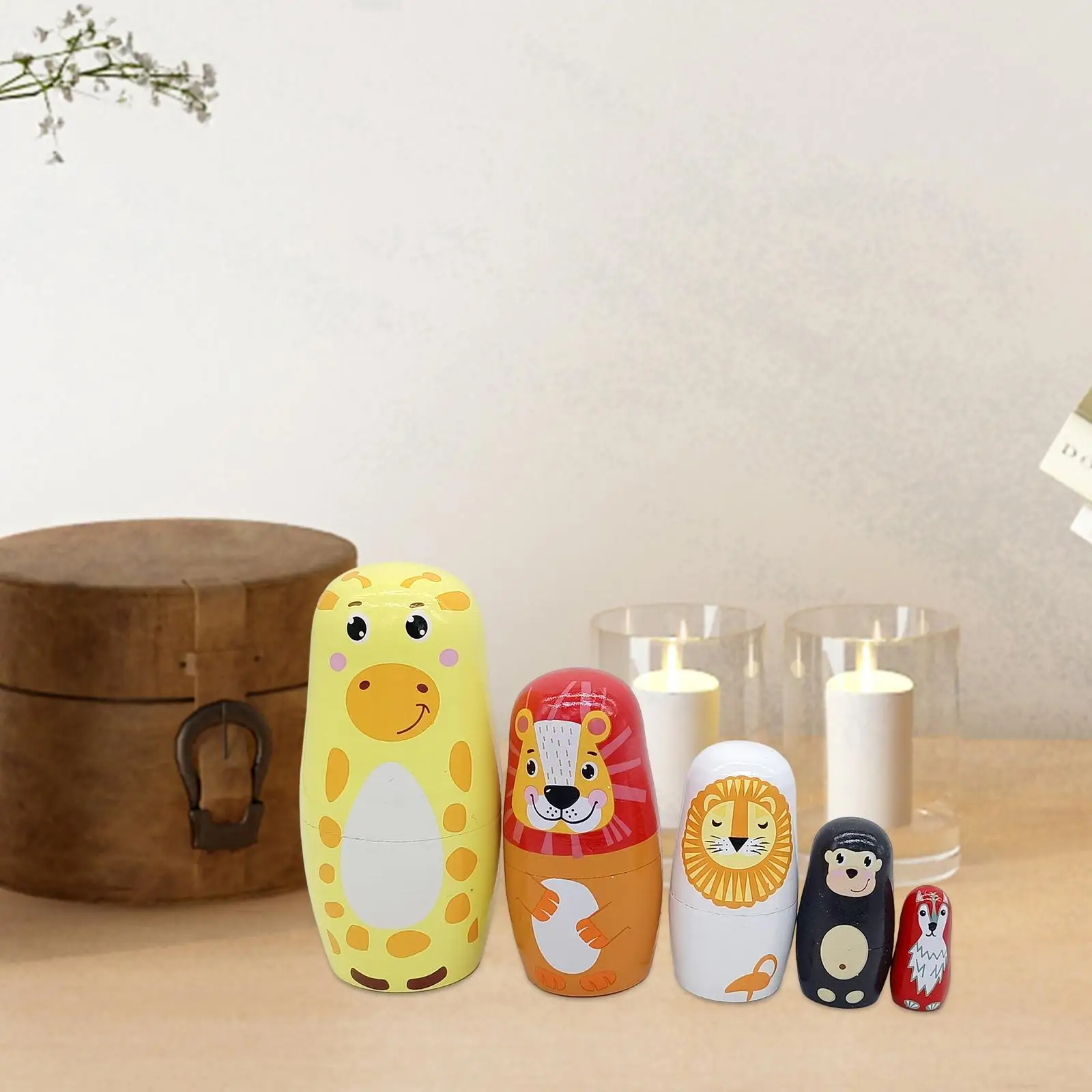 

5 Pieces Nesting Doll Home Decor Matryoshka Dolls Stackable Nesting Wishing Dolls for Birthday Gift Easter Table Office Ornament