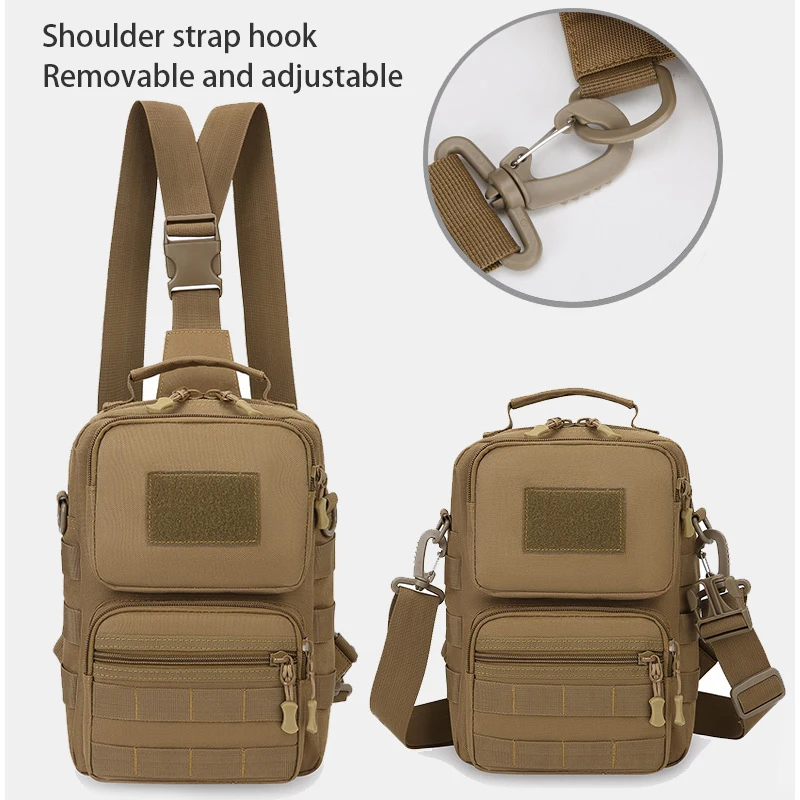 Men's shoulder bag, hiking camouflage chest bag, multiple pockets, side back crossbody bag, backpack
