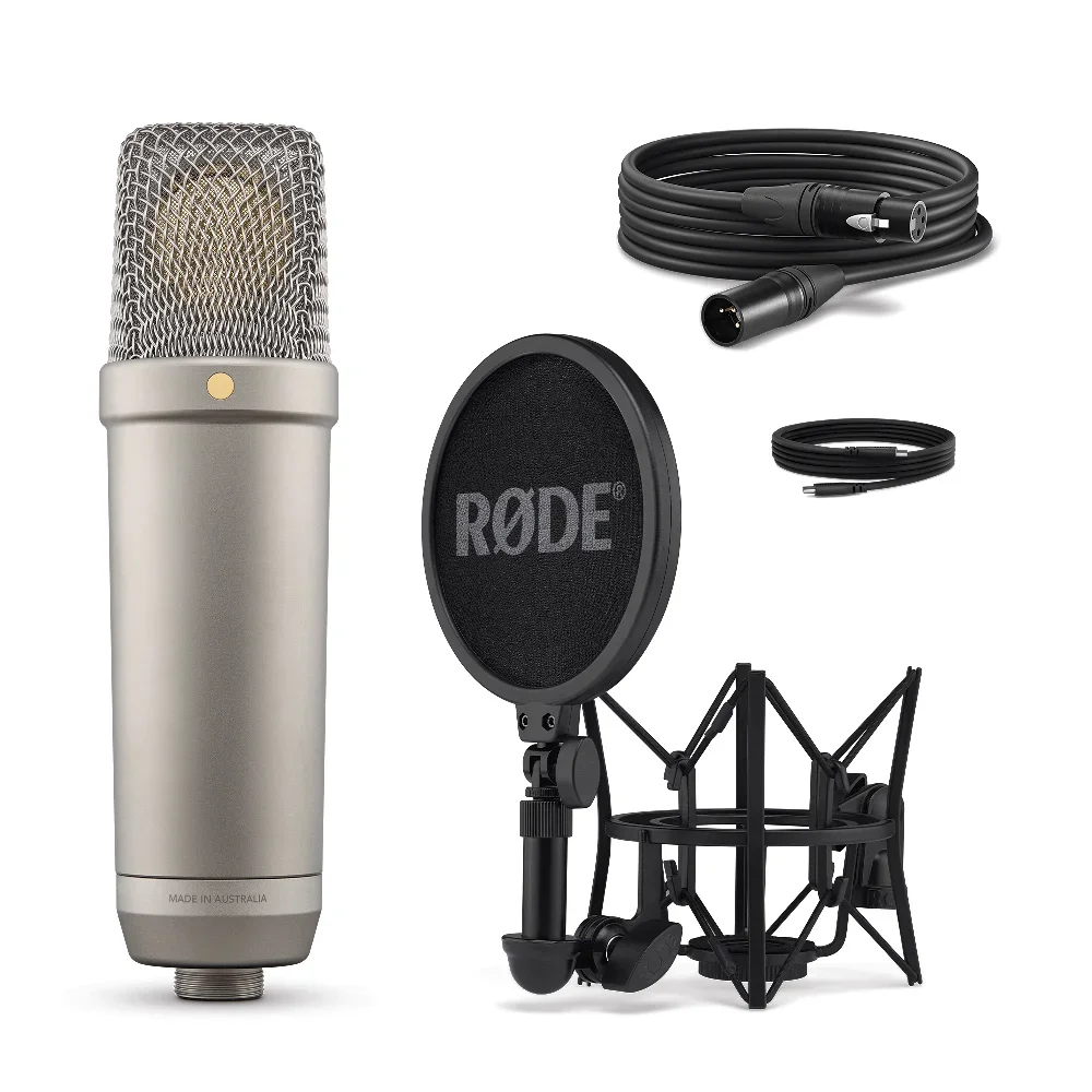 RODE NT1-5TH USB 케이블 및 Canon 케이블이 포함된 보컬 드럼 기타 피아노 녹음용 전문 스튜디오 금속 콘덴서 마이크
