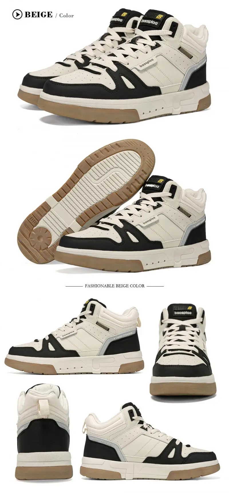 Baasploa Herren-Winterschuhe aus Baumwolle, für den Außenbereich, wasserdicht, rutschfest, verschleißfest, Sneaker für Herren, lässig, zum Schnüren, mit Plüsch, warme Wanderschuhe – Detail 10