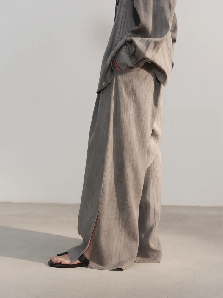 High Quality Wide Leg Pants Made of 100% Tencel Lyocell Women's High Waisted Casual Floor Length Trousers Spring and Summer