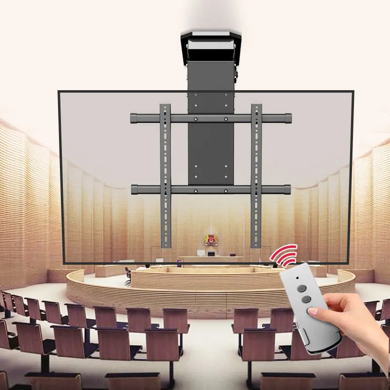 천장 TV 리프트 전기 원격 제어 회전 브래킷, 전동 스탠드, 높이 조절 가능, 낮음 조절 가능, Techo 마운트 DT600, 50-90 인치