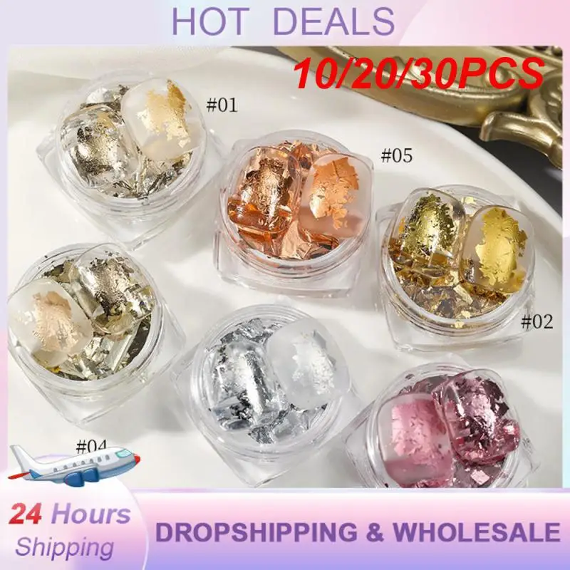 10/20/30Pcs Nail Design Uv Gel Polish Nail Paillettes Gel Nail Polish Decor 9 Colori Accessori Per Unghie Glitter Foil Flakes Manicure