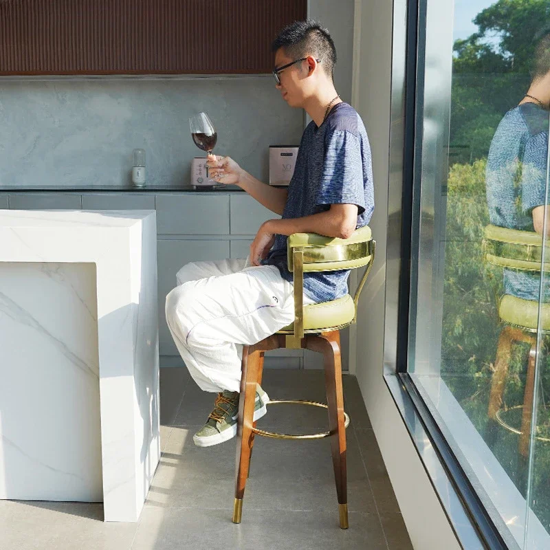 

Garden Bedrooms Bar Chairs Designer Reception Leather Adjustable Outdoor Bar Stools Backrest Accent Banqueta Salon Furnitures