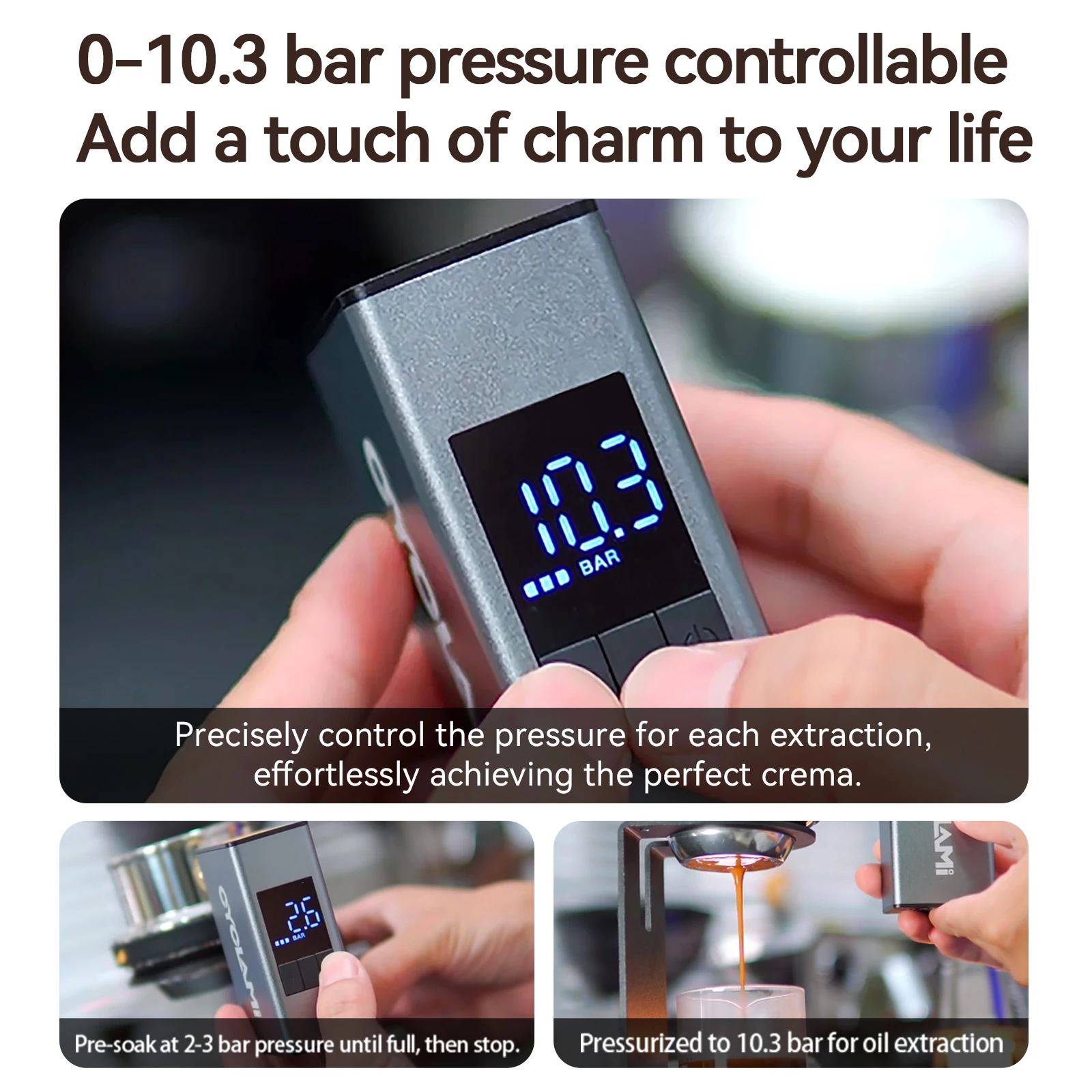 آلة إسبريسو محمولة يدوية Cyclami R7 بضغط 10.3 بار،...