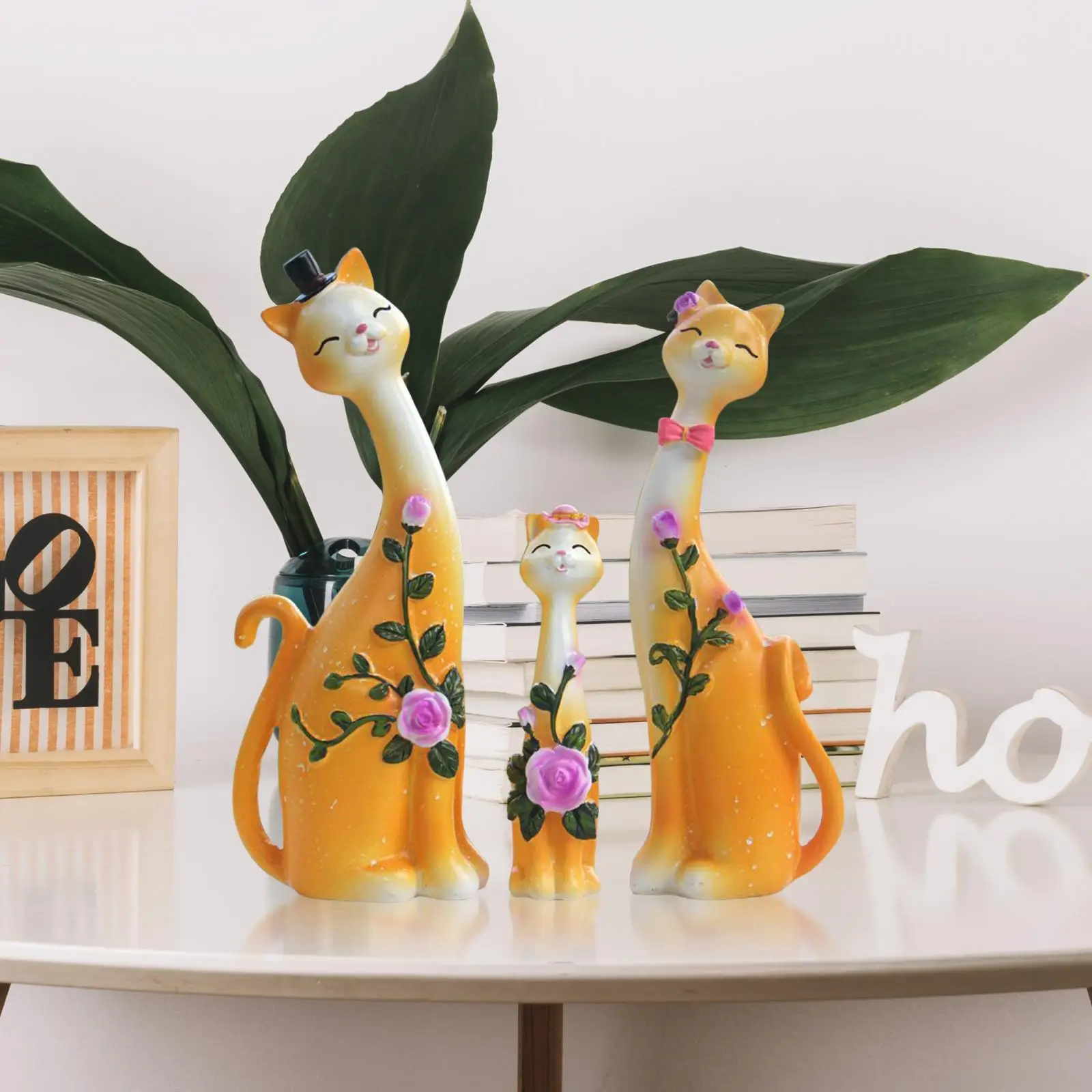 

3 Pieces Cat Statues Home Decor Cute Ornaments for Office Holidays Festivals