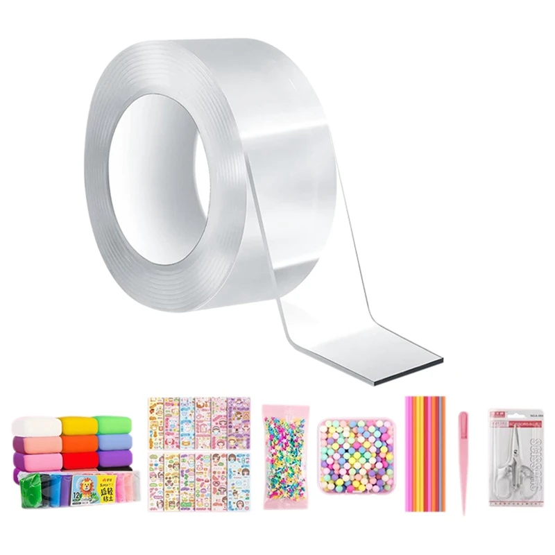 

Nano Tape Kneading Blowing Full Nano Tape Paste Blowing Bubble Decompression Toy Double Sided Elastic Tape 1 Roll