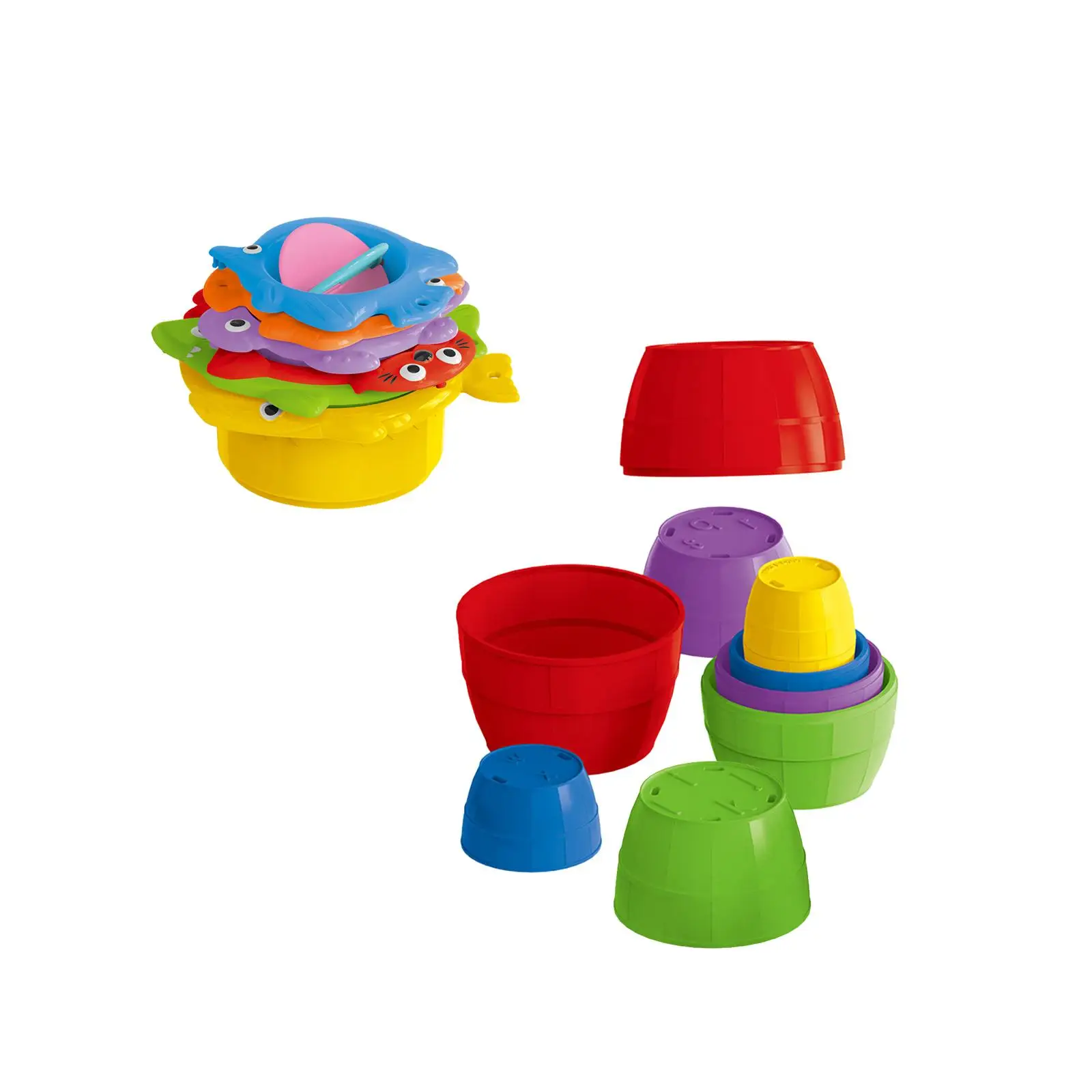 

Beach Stacking Cups Bath Tub Toys Brightly Colored for Toddlers 1-3 Practice Motor Skills Bath Toy Stackable Nesting Cups