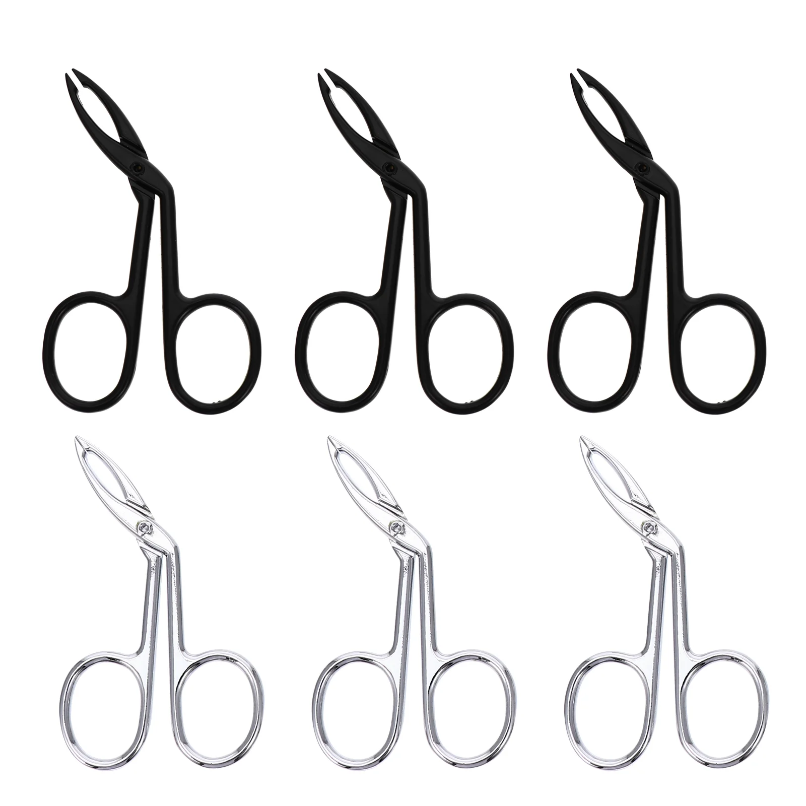 

6 Pcs Curved Eyebrow Pliers Eyelash Clip Tweezers Professional for Extension Grooming Scissor