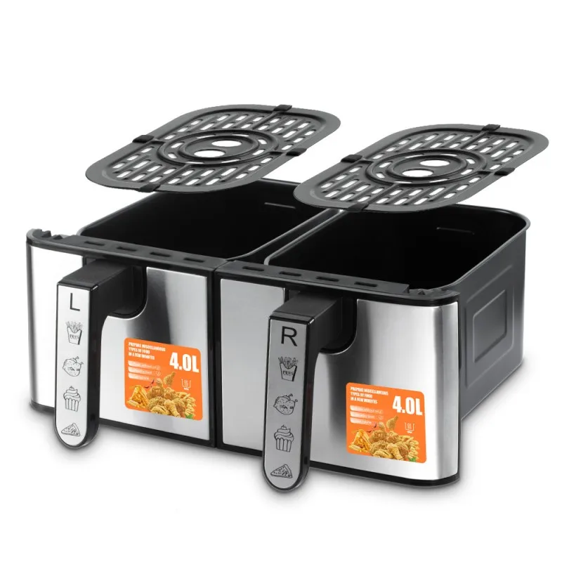 Double Pot Air Fryer,1000W+1000W,4L+4L, Multi-Functional  Household Electric Fryer With No Smoke,Fried Chicken, French Fries 3