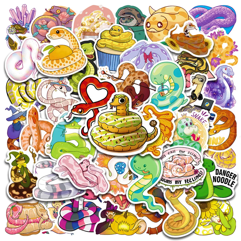 Cartoon Stickers Decorative Stickers Colorful Stickers Animal Stickers Cartoon Animal Stickers 10/30/50PCS Mixed Snake Cartoon Stickers Collection Funny Decals DIY Laptop Phone Suitcase Wall Animal Sticker Toy Kids Gift