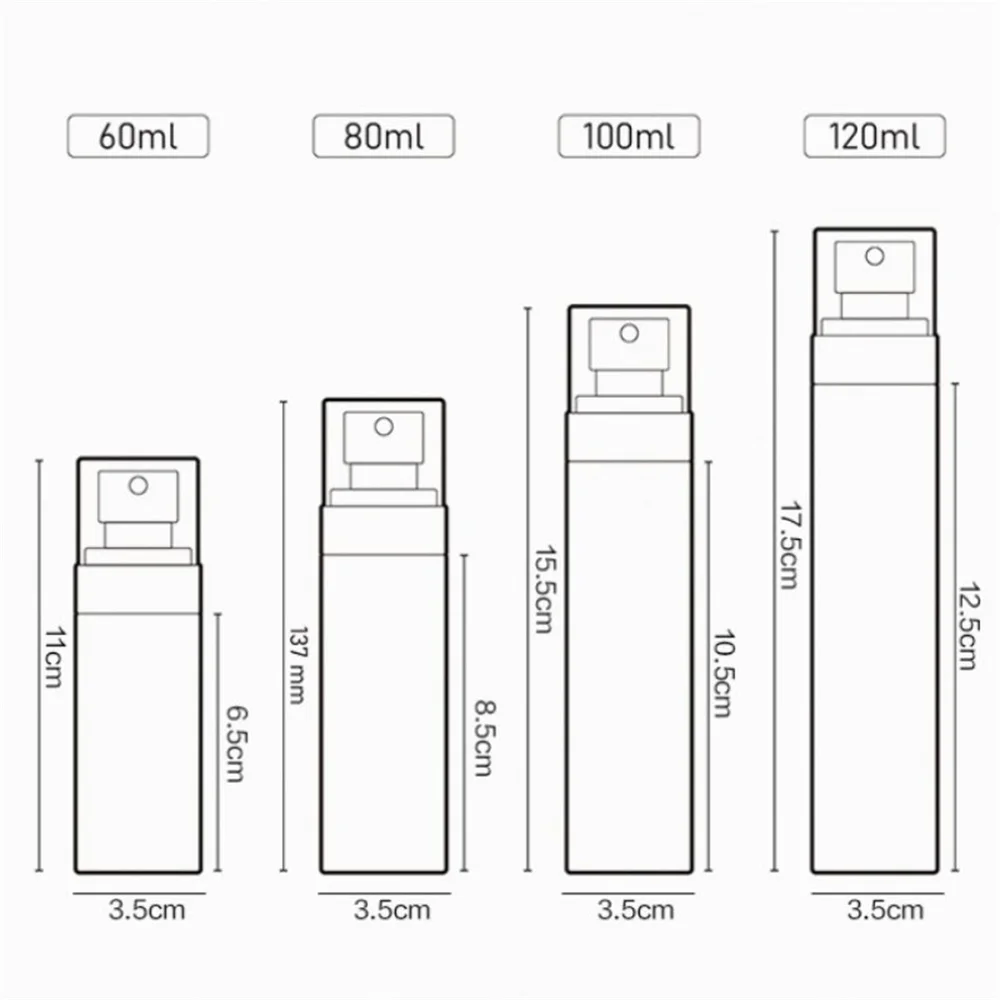 60ml 80ml 100ml 120ml Spray Bottle Fine Mist Sub-bottling Travel Portable Small Cosmestic Bottle Lotion Sub-bottling