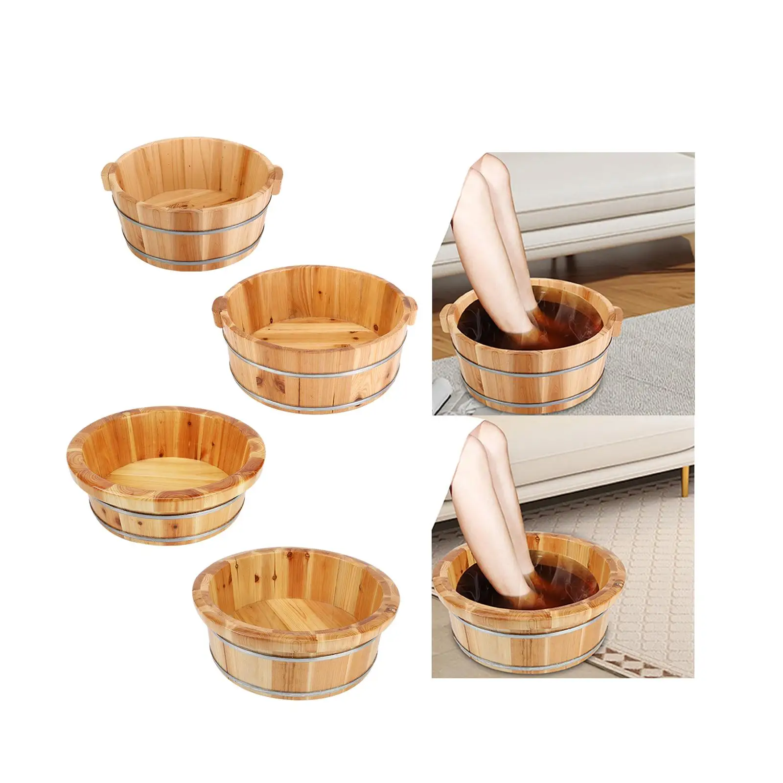 Wood Footbath Basin Portable Multipurpose Household Home Supplie with Handle Foot Tub Bucket Foot Bath Basin Reusable Basin Tub