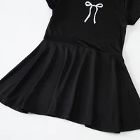 Robe d'été confortable et décontractée pour filles, robe plissée à imprimé nœud doux et mignon pour enfants, jupe à col rond et longueur genou, 1/3 pièce 6