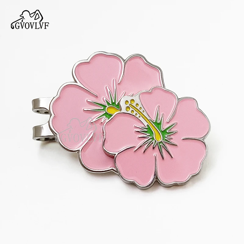 1pc Magnetic Golf Ball Markers and Novelty Hat Clip Pink Flower Glove Hat Shape Clip Golf Bag Accessories Court Gift for Golfer