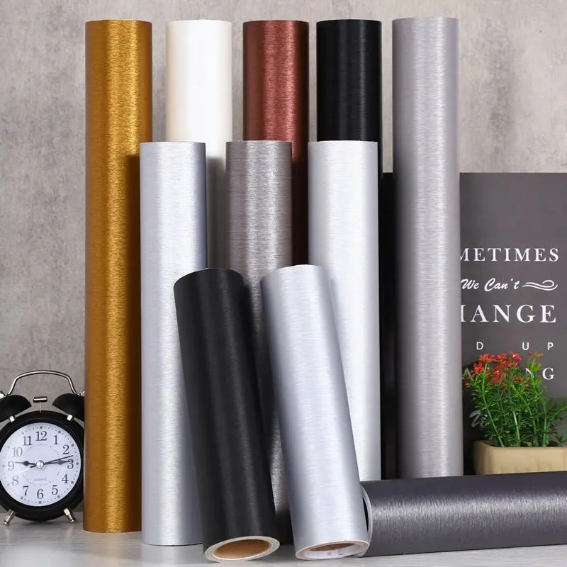Thickened Brushed Metal Sticker Stainless Steel Kitchen Cabinet Refrigerator Self-adhesive Wallpaper Waterproof Home Decoration 2